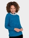 Feather Yarn Jumper with Decorative Neck Trim - Teal