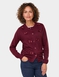 Bow Trim Cardigan - Burgundy