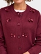 Bow Trim Cardigan - Burgundy