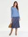 Diamante Trim V Neck Jumper - Dusky Blue