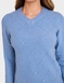 Diamante Trim V Neck Jumper - Dusky Blue