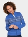Fleece Lined Fairisle Inspired Knit Cardigan - Blue