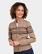 Fleece Lined Fairisle Inspired Knit Cardigan - Natural