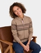 Fleece Lined Fairisle Inspired Knit Cardigan - Natural