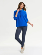 Funnel Neck Velour Top - Blue