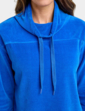 Funnel Neck Velour Top - Blue
