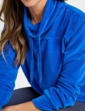 Funnel Neck Velour Top - Blue