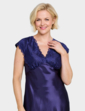 Luxury Satin and Lace Nightdress - Indigo