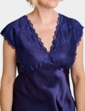 Luxury Satin and Lace Nightdress - Indigo