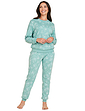 Print Cotton Jersey Ski Pyjama - Soft Green