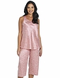 Crop Satin Print Pyjama - Pink