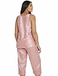 Crop Satin Print Pyjama - Pink