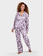 Luxury Satin Print Pyjamas - Plum