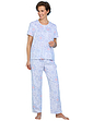 Geo Print Cotton Jersey Pyjamas - Blue
