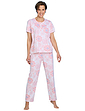 Geo Print Cotton Jersey Pyjamas - Peach
