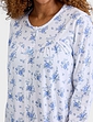 Button Front Print Cotton Nightdress - Blue