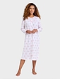 Button Front Print Cotton Nightdress - Pink