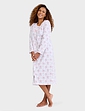 Button Front Print Cotton Nightdress - Pink