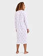 Button Front Print Cotton Nightdress - Pink