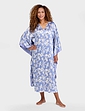 Luxury Print Satin Kaftan - Denim