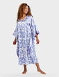 Luxury Print Satin Kaftan - Denim