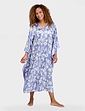 Luxury Print Satin Kaftan - Denim