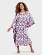 Luxury Print Satin Kaftan - Plum