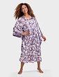 Luxury Print Satin Kaftan - Plum