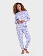 Soft Brushed Fleece Snowflake and Sock Print Pyjama - Blue