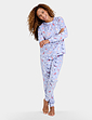 Soft Brushed Fleece Snowflake and Sock Print Pyjama - Blue