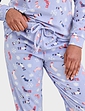 Soft Brushed Fleece Snowflake and Sock Print Pyjama - Blue