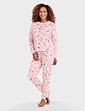 Soft Brushed Fleece Snowflake and Sock Print Pyjama - Pink