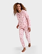 Soft Brushed Fleece Snowflake and Sock Print Pyjama - Pink