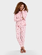 Soft Brushed Fleece Snowflake and Sock Print Pyjama - Pink