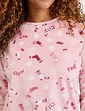 Soft Brushed Fleece Snowflake and Sock Print Pyjama - Pink