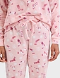 Soft Brushed Fleece Snowflake and Sock Print Pyjama - Pink