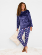 Cute Dog Print Pyjama Set - Navy