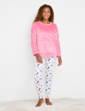 Cute Dog Print Pyjama Set - Pink