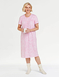 Cotton Jersey Print Nightdress With Picot Trim - Pink