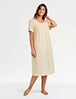 Cotton Dobby Pintuck Short Sleeve Nightdress - Lemon