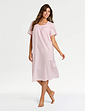 Cotton Dobby Pintuck Short Sleeve Nightdress - Pink