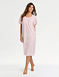 Cotton Dobby Pintuck Short Sleeve Nightdress - Pink