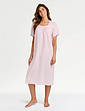 Cotton Dobby Pintuck Short Sleeve Nightdress - Pink