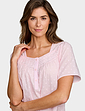 Cotton Dobby Pintuck Short Sleeve Nightdress - Pink