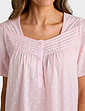 Cotton Dobby Pintuck Short Sleeve Nightdress - Pink