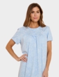 Cotton Jersey Print Nightdress with Picot Trim - Aqua