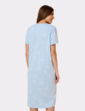 Cotton Jersey Print Nightdress with Picot Trim - Aqua