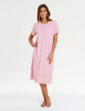 Cotton Jersey Print Nightdress with Picot Trim - Pink