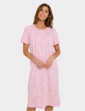Cotton Jersey Print Nightdress with Picot Trim - Pink