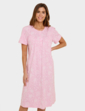 Cotton Jersey Print Nightdress with Picot Trim - Pink